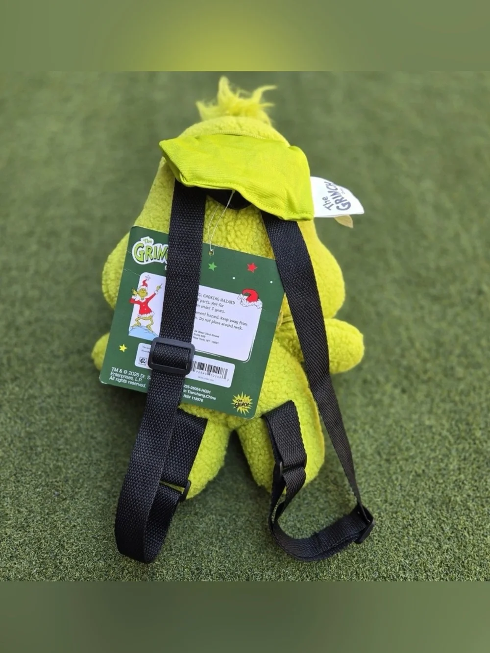 The Grinch Dr Seuss Plush Backpack Bag Green Christmas Holiday Kids Novelty